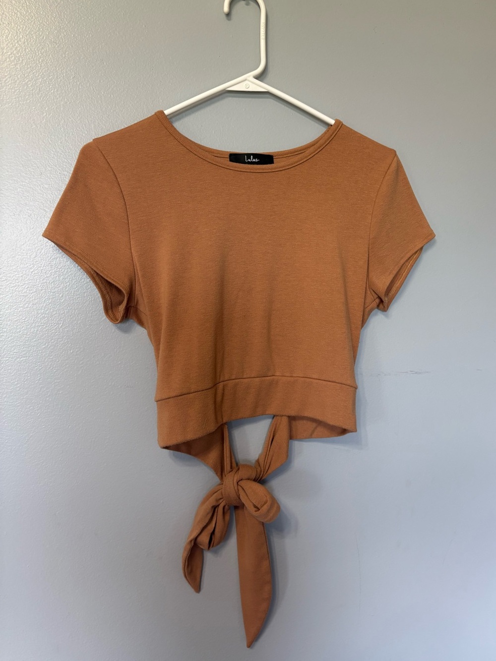 Lulu's Rust Tie-Front Crop Top